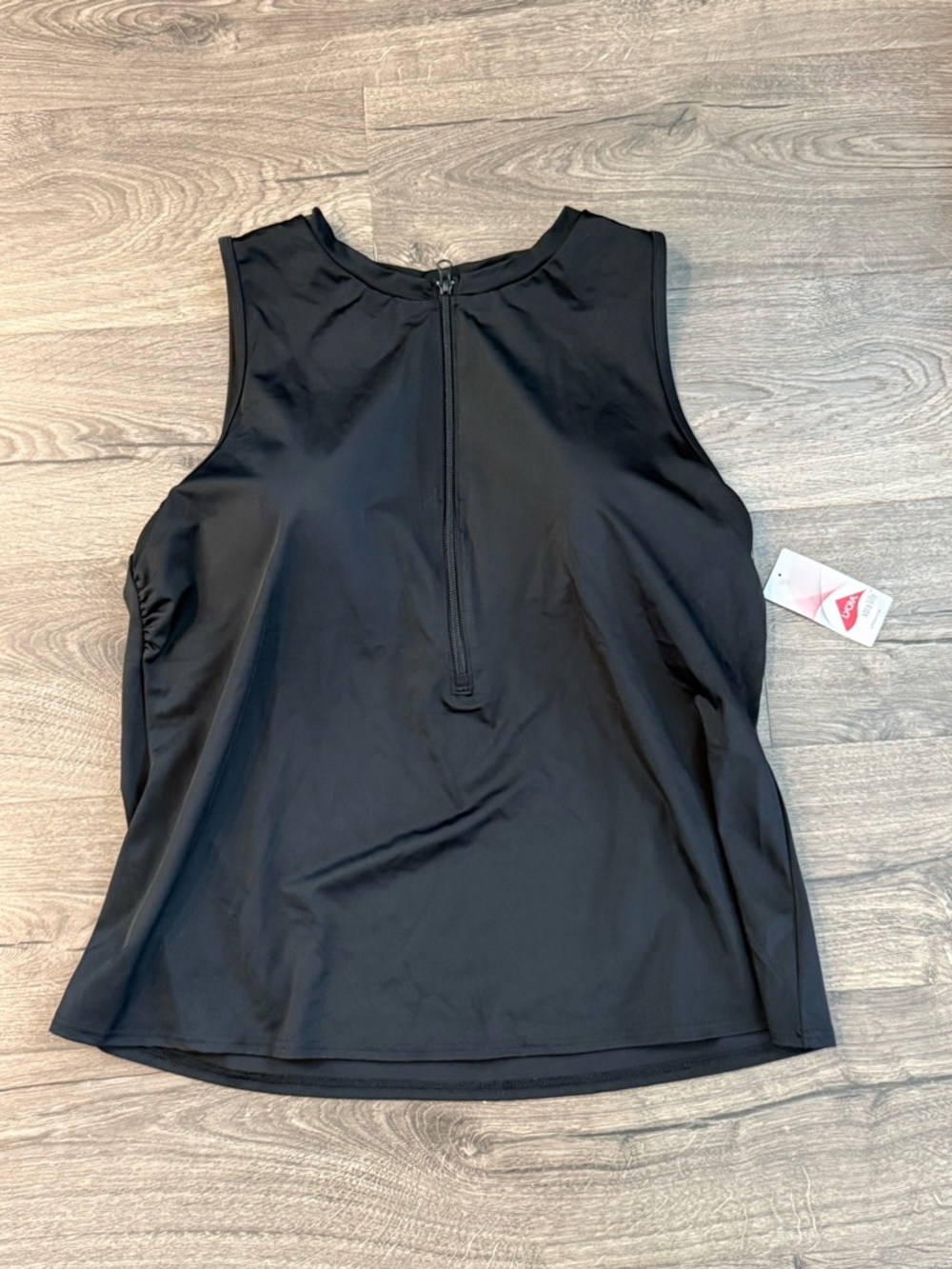 NWT Lands' End Black Sleeveless Swim Tank with Zip 24W